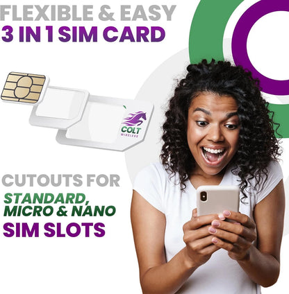 Colt Wireless 30-Day eSIM Talk and SMS WiFi Calling and  U.S. Phone Number - Bulk Discounts Available